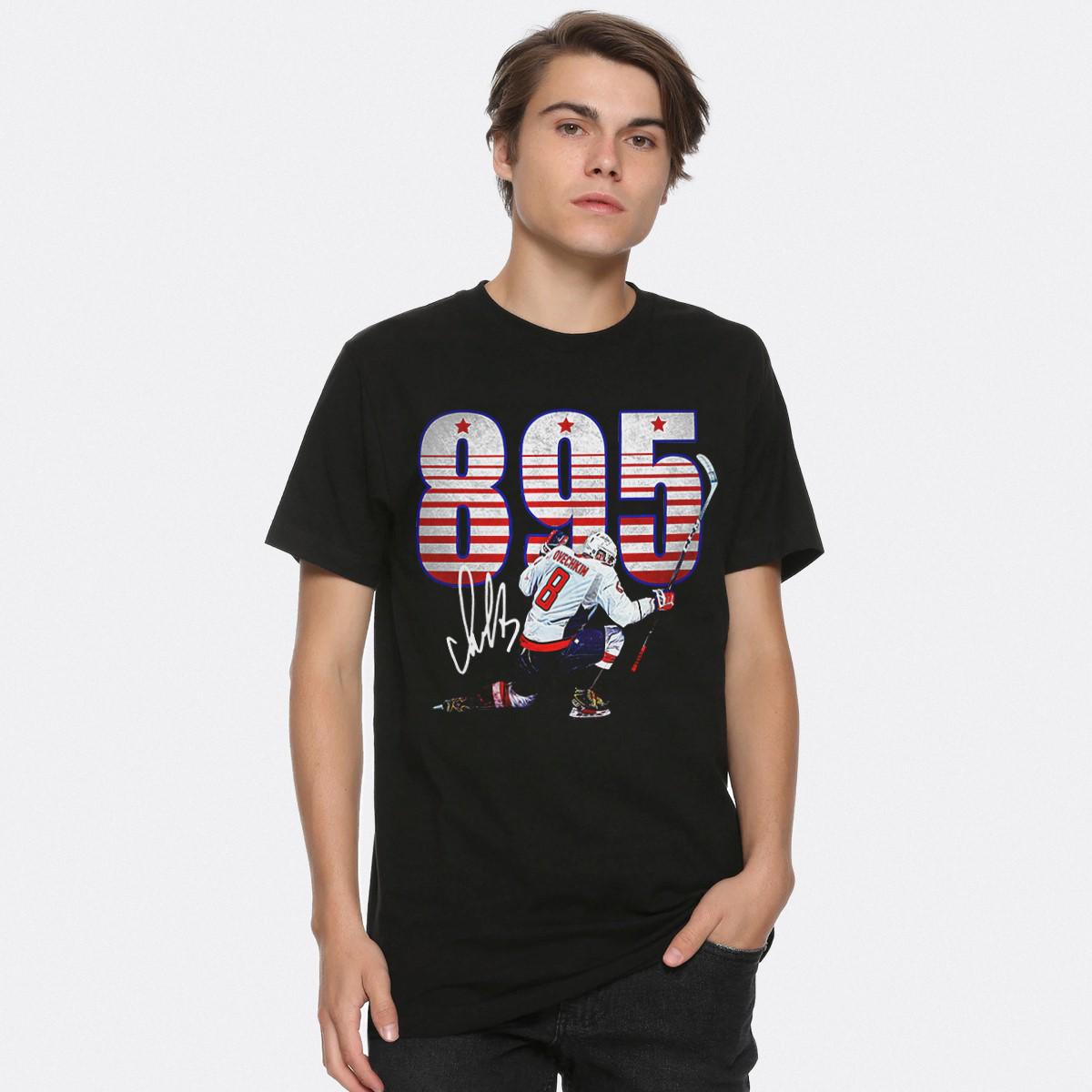 Alexander Ovechkin 895 T-shirt Objectifs de carrière, T-shirt Hockey Legend, homme femme toutes les tailles (VCH-36782)
