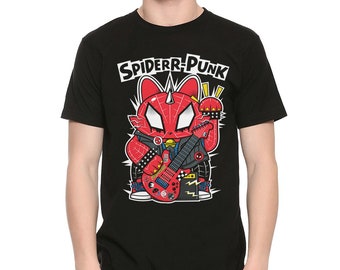 スパイダーパンクキャットTシャツ、スパイダーマン スパイダーバースシャツ、メンズ レディースサイズ (SPY-09222)