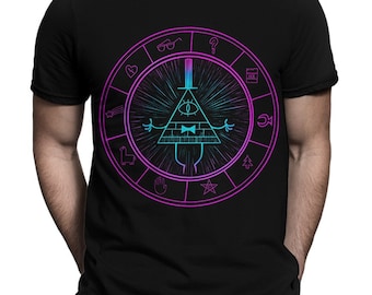 Maglietta Gravity Falls Bill Cipher Zodiac, taglie da uomo a donna (dmm-134)
