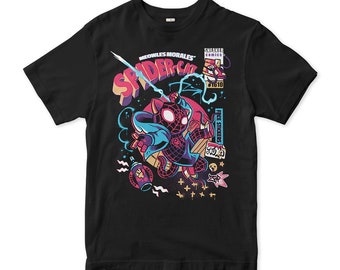 Camiseta de Spider-Cat Miles Morales, Spider-Man: Spider-Verse, tallas para hombre y mujer (SPY-58001)