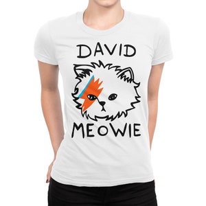 David Meowie Funny Cat T-Shirt, David Bowie Shirt, Men's Women's Sizes (dmm-094)