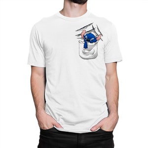 Camiseta Stitch In a Pocket, camiseta de Lilo y Stitch, tallas para hombres y mujeres (dmm-240)