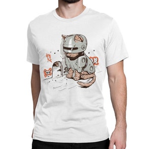 猫 ロボコップ おもしろTシャツ メンズ レディースサイズ (dmm-078)