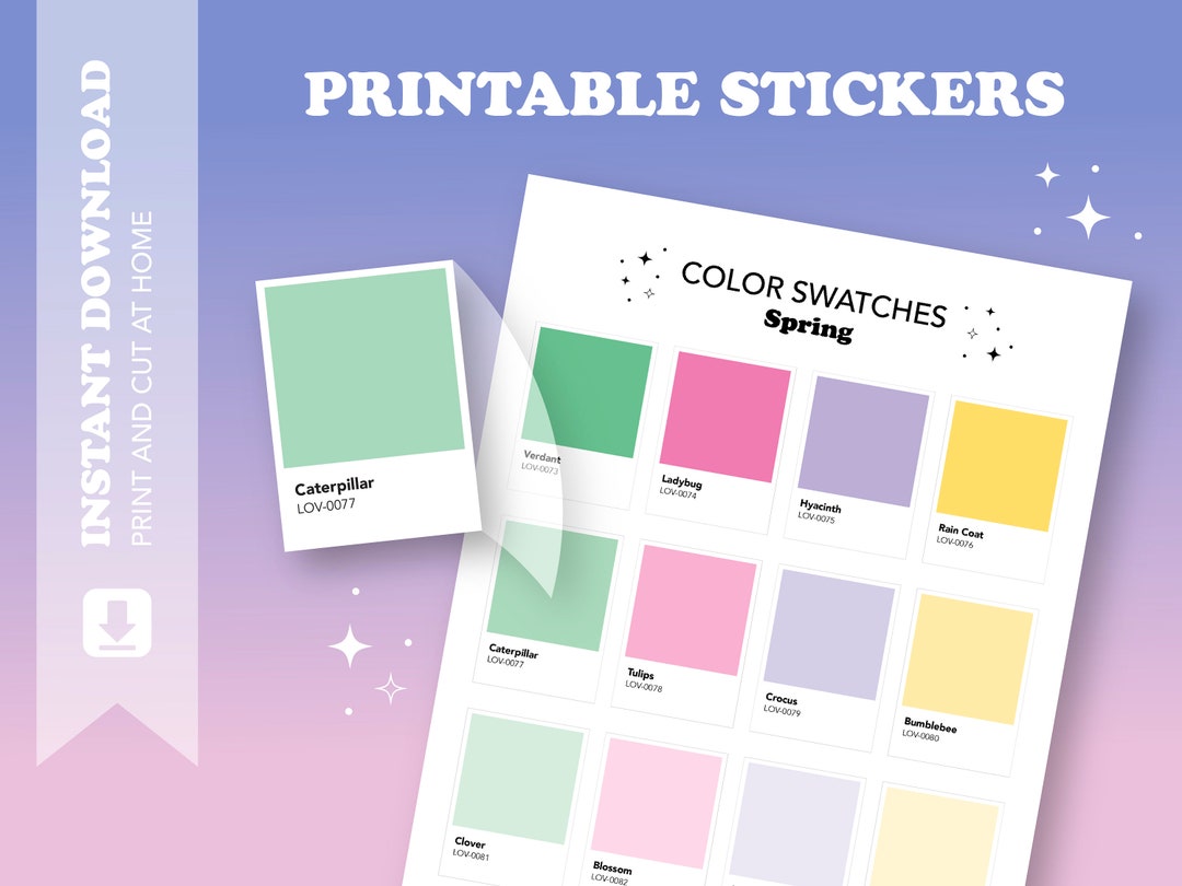 Buy Printable Color Swatch Stickers Spring Digital Stationery Online in ...