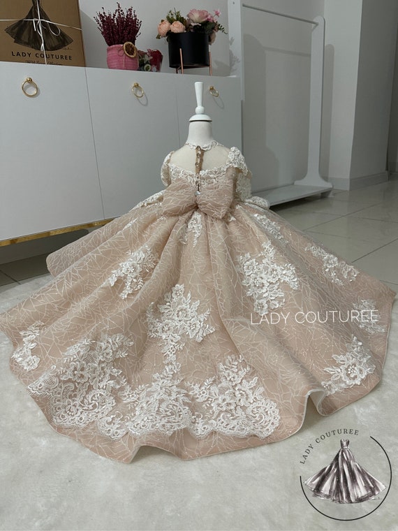 Handmade Beige Lace Pageant Dress: Fluffy Princess Gown - Etsy