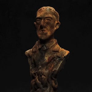 H.P. Lovecraft Mini bust Rusty Iron. handmade collectible figure. Miskatonic Collector's Idol. Cthulhu Mythos. Necronomicon. Original Item