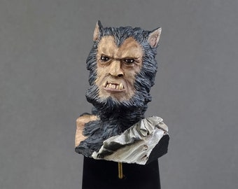 Painted Bust, Werewolf. Handmade collectible figure. Collector&#39;s Item. Gothic home decor, Original Gift. Horror monsters