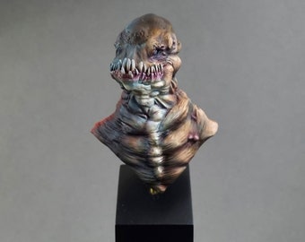 Busto alieno dipinto. Figura da collezione fatta a mano. Oggetto da collezione. Arredamento per la casa gotico, regalo originale. Fantascienza, fantascienza