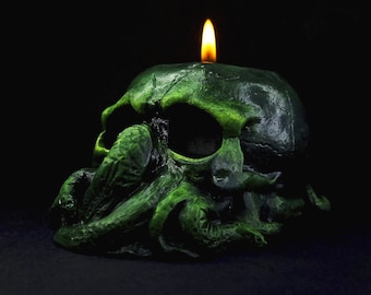 Portacandele Tealight Cthulhu R'lyeh Green. Oggetto da collezione fatto a mano Lovecraft, Segno degli Antichi, Arkham Horror. Decorazione da collezione per cultisti.