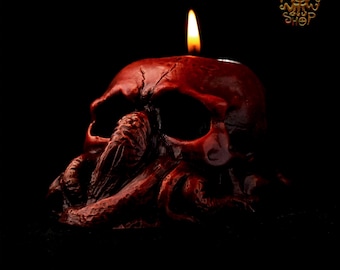 Portacandele Tealight Cthulhu Inferno Rosso. Oggetto da collezione fatto a mano Lovecraft, Segno degli Antichi, Arkham Horror. Decorazione da collezione per cultisti.