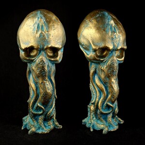 Cráneo de Cthulhu de bronce, figuras coleccionables hechas a mano por H.P.Lovecraft. Culto a Cthulhu, Signo ancestral, Arkham Horror. Ídolo de coleccionista. Cultista