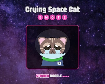 Gato espacial triste | Emote de gato chorando estático para Twitch e Discord