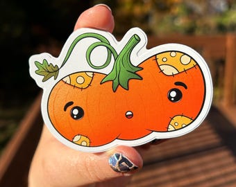 Yellow Patch Pumpkin Sticker | 3 Inch Matte Pumpkin Halloween Sticker