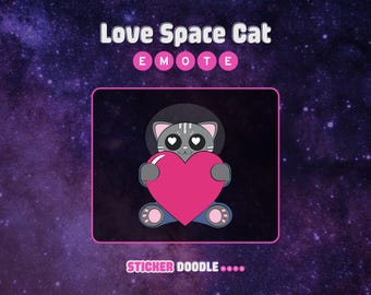 Heart Space Cat | Emote de amor estático para Twitch e Discord