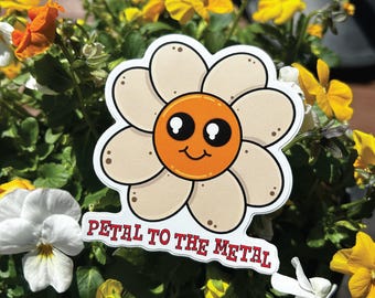 Hand-Drawn Flower Vinyl Sticker, Cute Kawaii Style