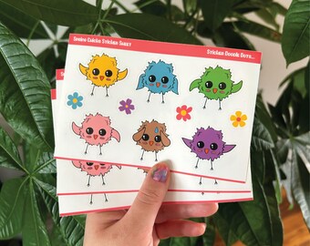 Spring Chicks Sticker Sheet: Hand-Drawn Bird & Flower Stickers