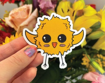 Spring Chick Fabric Sticker, Hand-Drawn Cute Bird (3 inch)