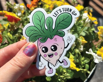 Funny Turnip Die Cut Sticker: Hand-Drawn Matte Vinyl (3")