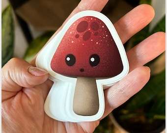 Red Mushroom Vinyl Die Cut Sticker | 3 Inch Matte Weatherproof Sticker