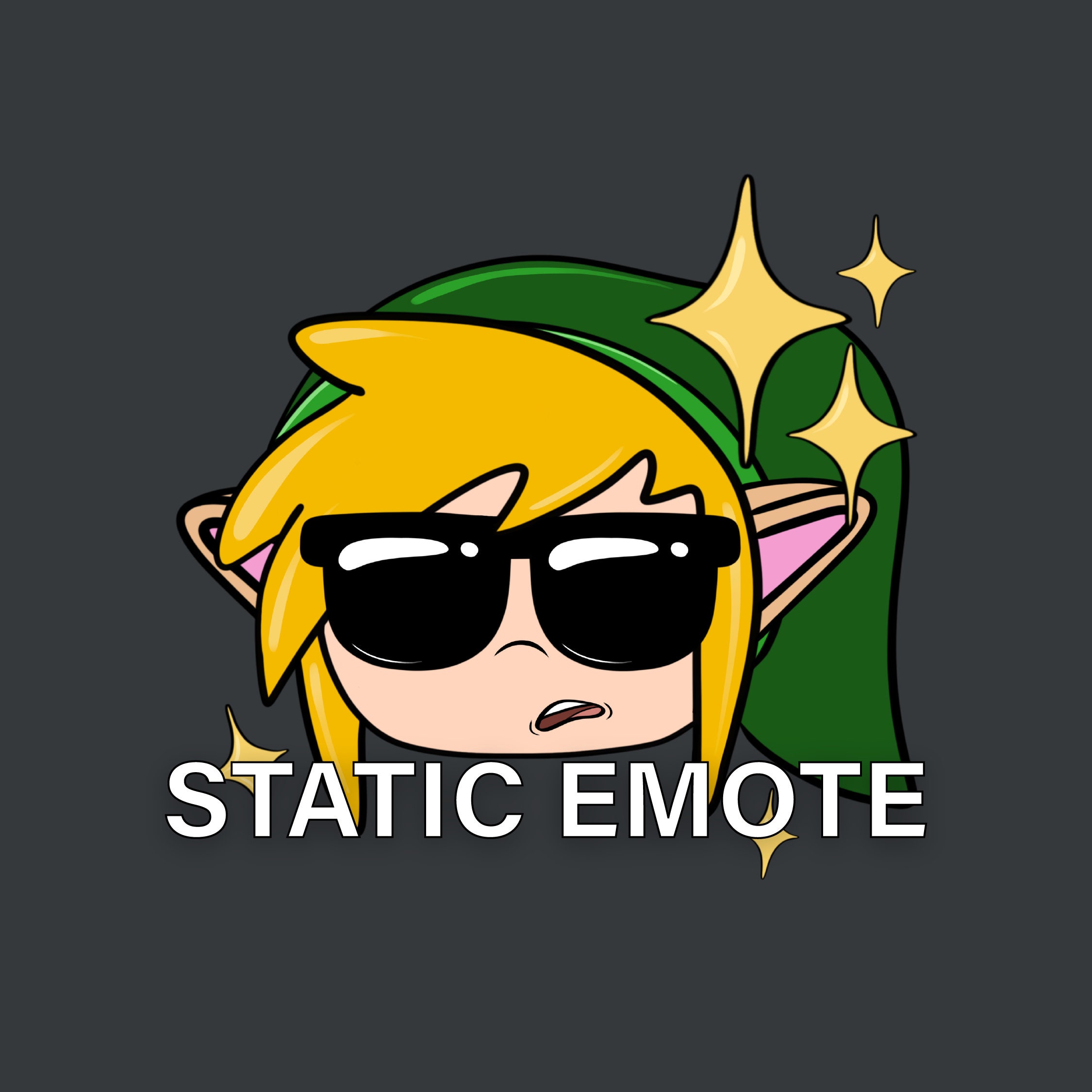 Zelda Inspired Cool Sunglasses Emote | Static Cool Sunglasses Anime Emote for Twitch & Discord