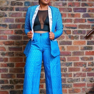 African Print Women&#39;s Blue Suit