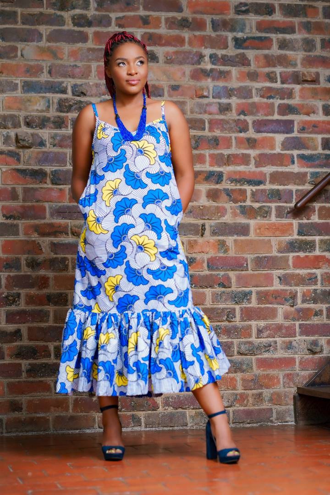 Black Pleated African Queen Maxi Dress main image 1