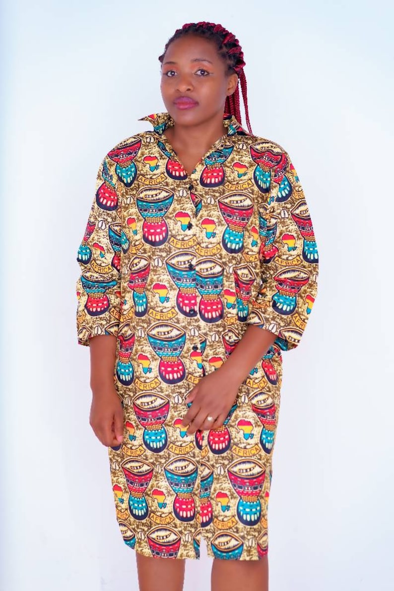 Africa Print short shirt Dress main image 0