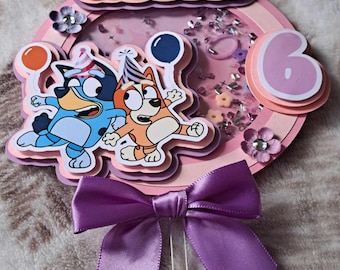 Bluey Coquette Cake Topper, bow together