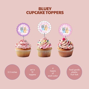 Bluey Cupcake Topper, 12 toppers