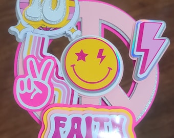 Groovy Cake Topper,  preppy