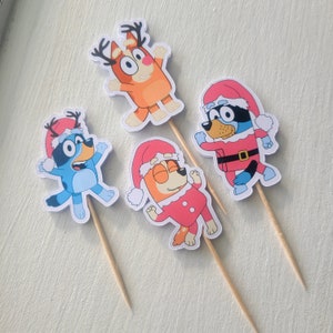 Xmas Bluey Cupcake Topper, 12 toppers