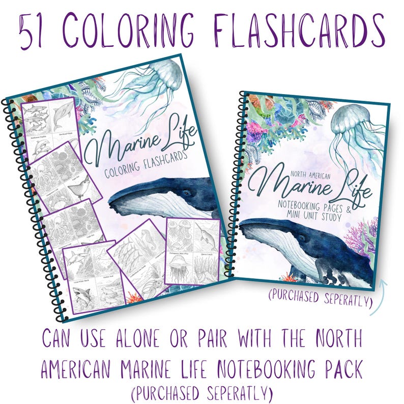 Marine Life of the US Coloring Flashcards Hands on Homeschool Unit ...