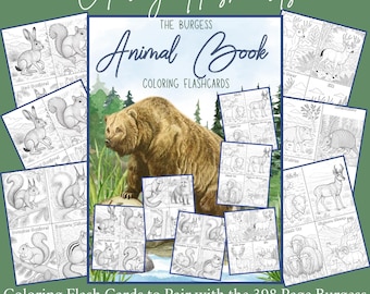 Burgess Animal Book Coloring Flashcards: hands On Homeschool Wildlife Unit Study Nature Journal Activity