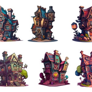 Townhouse estilo de dibujos animados SVG vector escalable toon DTG