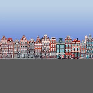 Amsterdam Canal Houses, cartoon style, SVG, PNG, vector, Dutch Netherlands, cansals, design bundle
