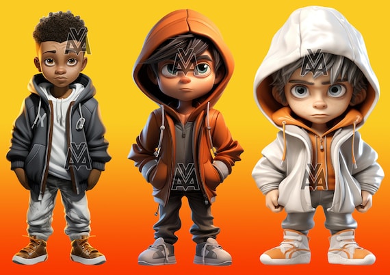Street Kids Boys From the Hood Cute Hoodlums Urban Boys Transparent PNG High Resolution Design Bundle Etsy