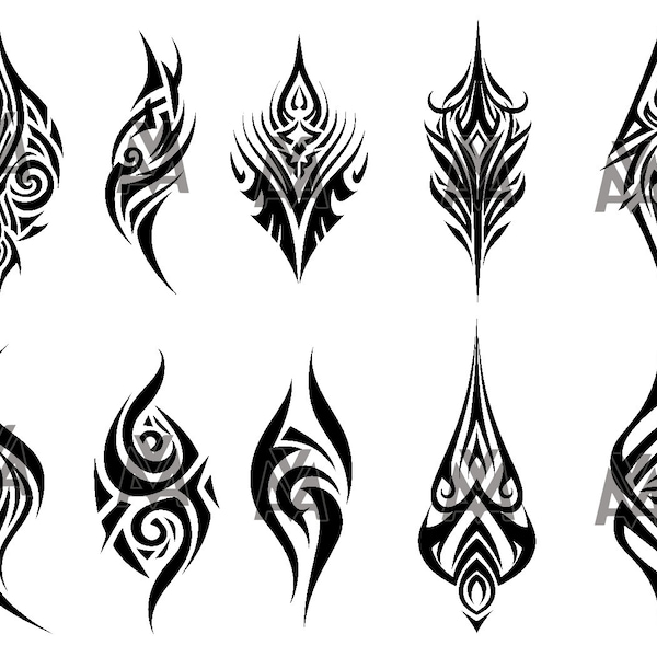 Tribal Tattoo, Tribal Bundle, Fantasy, symbols, vector,scalable, SVG, PNG