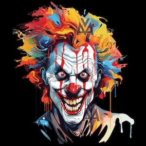 psycho clown svg vector art dtg scalable high resolution scary clown horror clown evil clown creepy clown svg