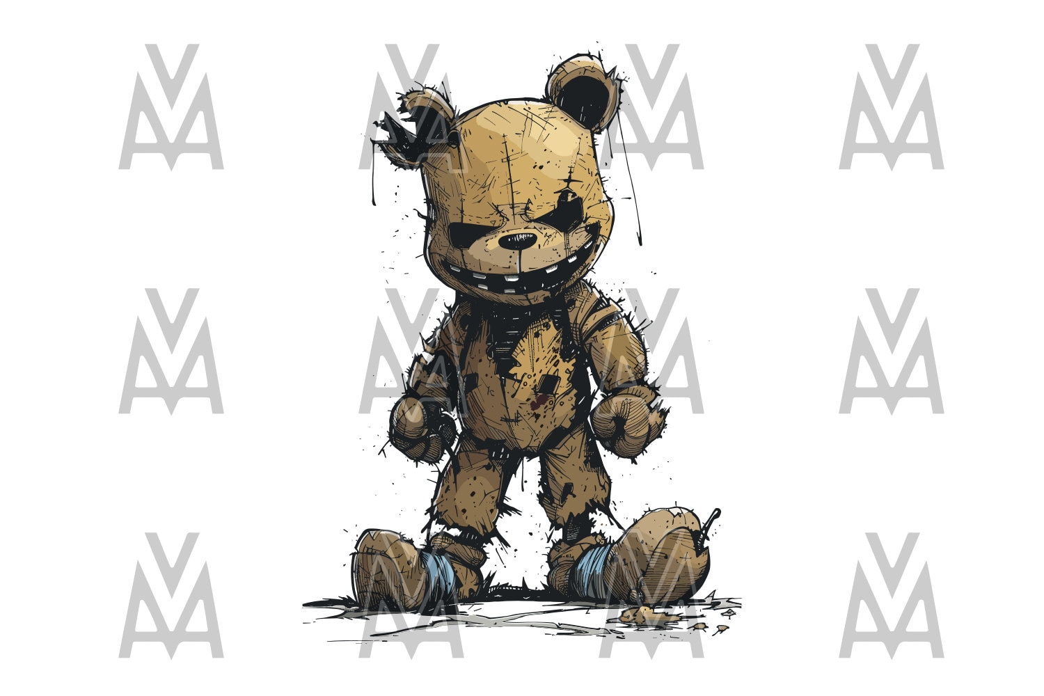 怖いホラーテディベアクマぬいぐるみ不気味なSVG DTGベクター