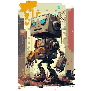 cute boxy robot svg png high resolution graphic artwork dtg printable art