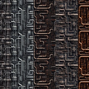 Metal Pipes Connectors Plumbing Copper Brass Steampunk Seamless Tiles ...