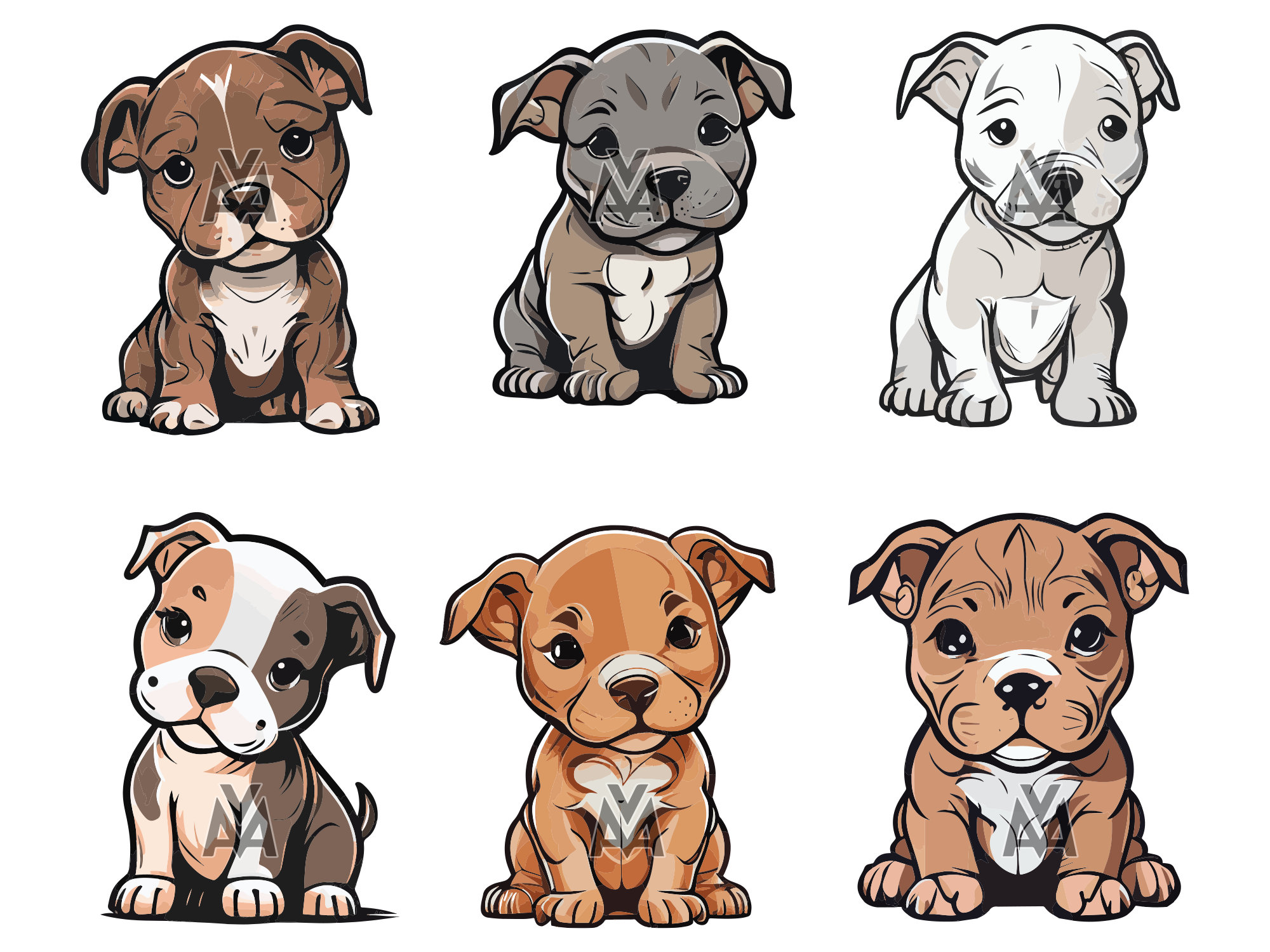 ピットブルの子犬のデザインバンドル SVG DTG スケーラブルな