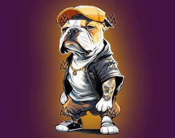 Bulldog gangster svg dtg vector ilustración de alta resolución png