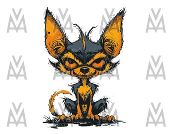 evil chihuahua dog creepy svg dtg vector graphic illustration artwork scalable clip art