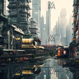 Retro Futuristic Poster, Futuristic City Wall Art, cyberpunk poster, Futuristic Wall Art, cyberpunk wall art, City Poster