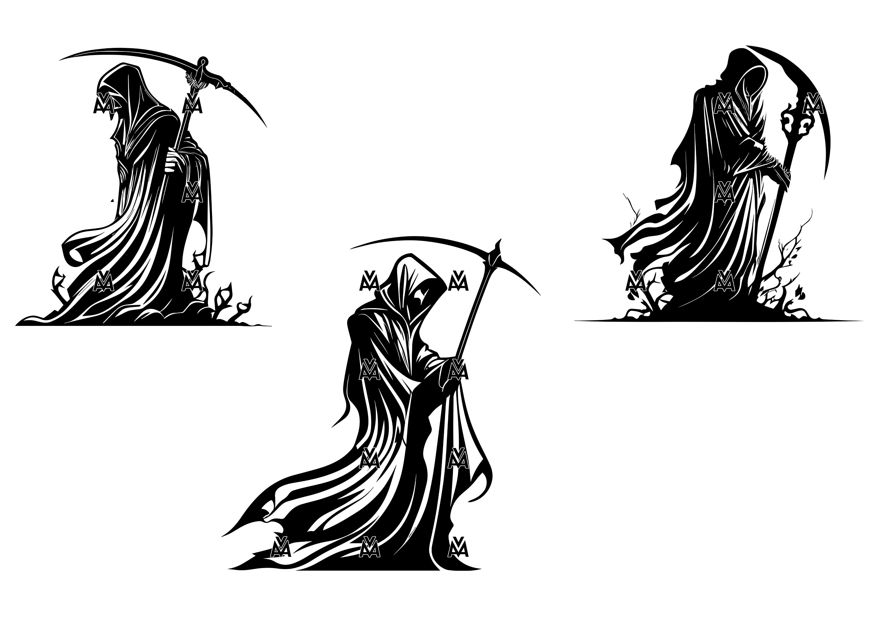 Grim Reaper Svg Vector Silhouette Dtg Scalable Artwork Design Bundle - Etsy