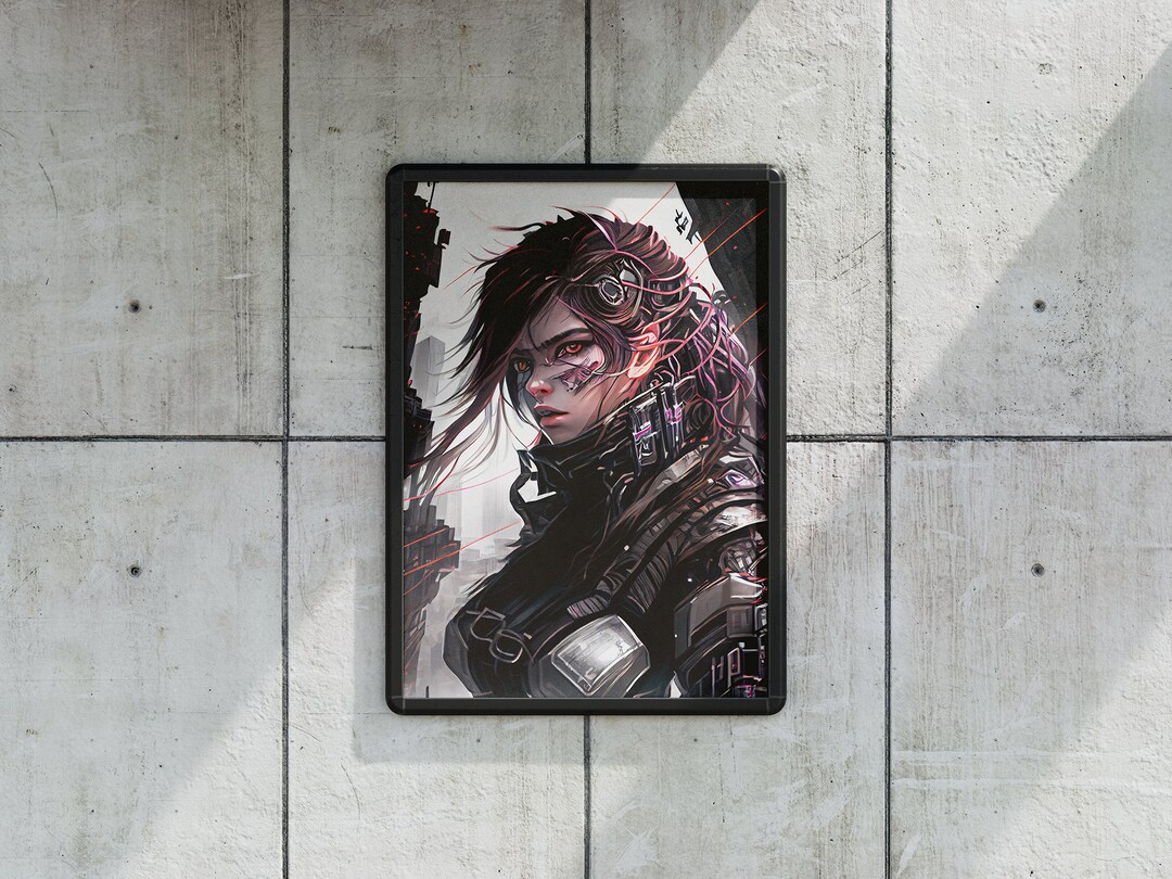 Cyberpunk Female Printable Wall Art Poster Girl Png High Resolution ...