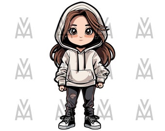 street girl svg dtg scalable vector graphic illustration cute girl cartoon svg woman hoodie