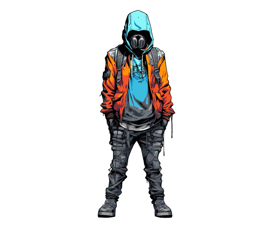 作品 Cyberpunk dude Cyberpunk Hacker Guy, Hoodie, Science Fiction Dystopian