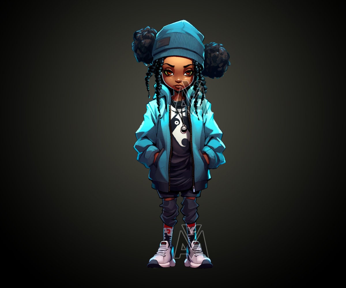 Black Urban Street Girl, Black Kid, Hoodie, Hoodlum, Hood, Cartoon ...